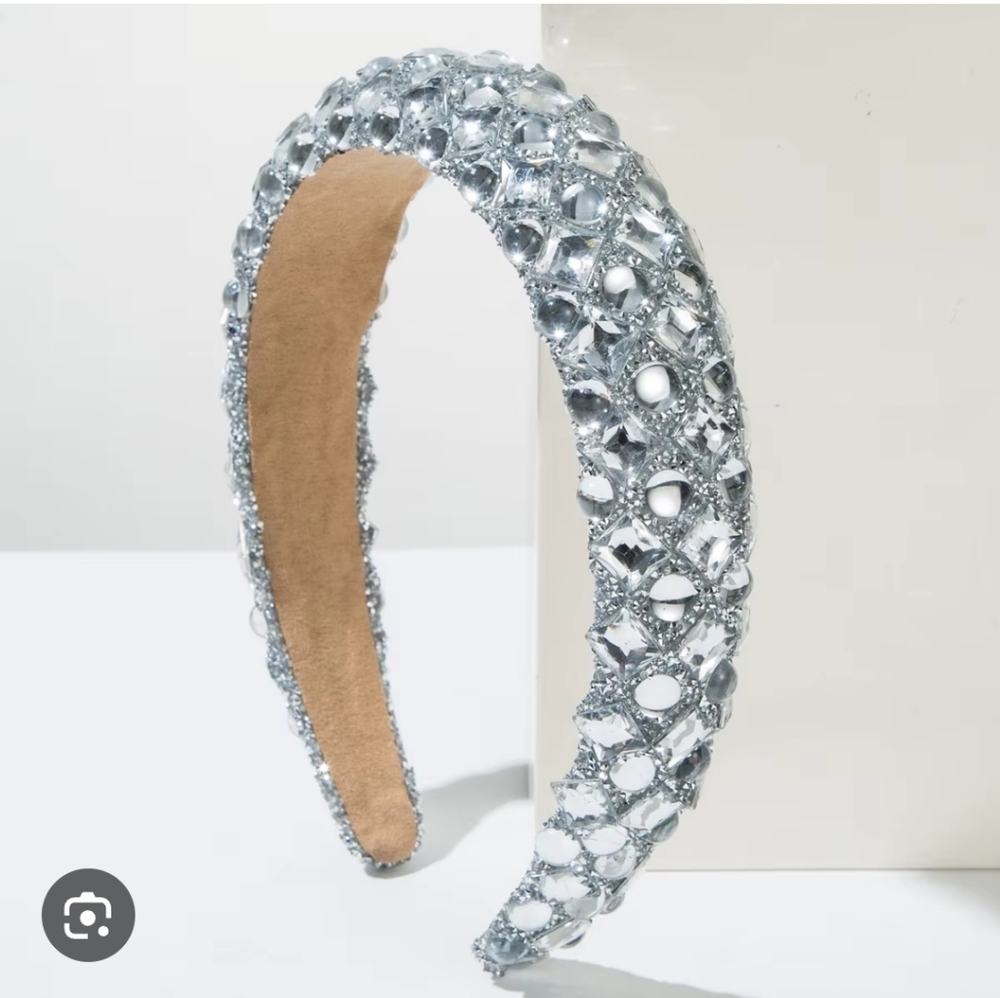Resin Pearl , Glitter Silver Crystal-Embellished Headband